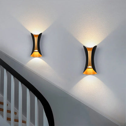 Modern Black & Gold Wall Light Waterproof