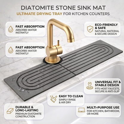 Sink Mat Diatomite Stone Faucet Drying Tray