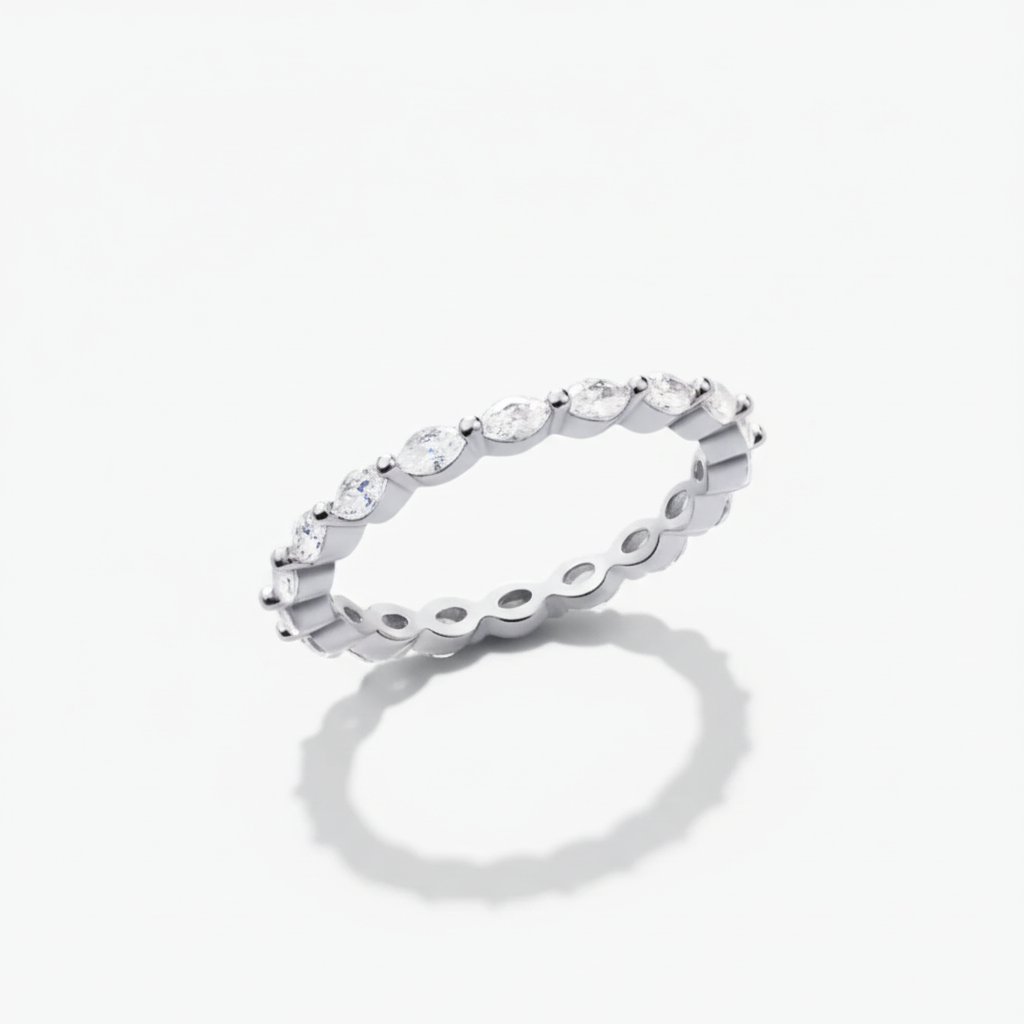 Stacking Ring Geometric Pavé Sterling Silver