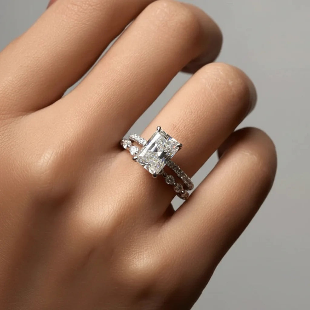 Stacking Ring Geometric Pavé Sterling Silver