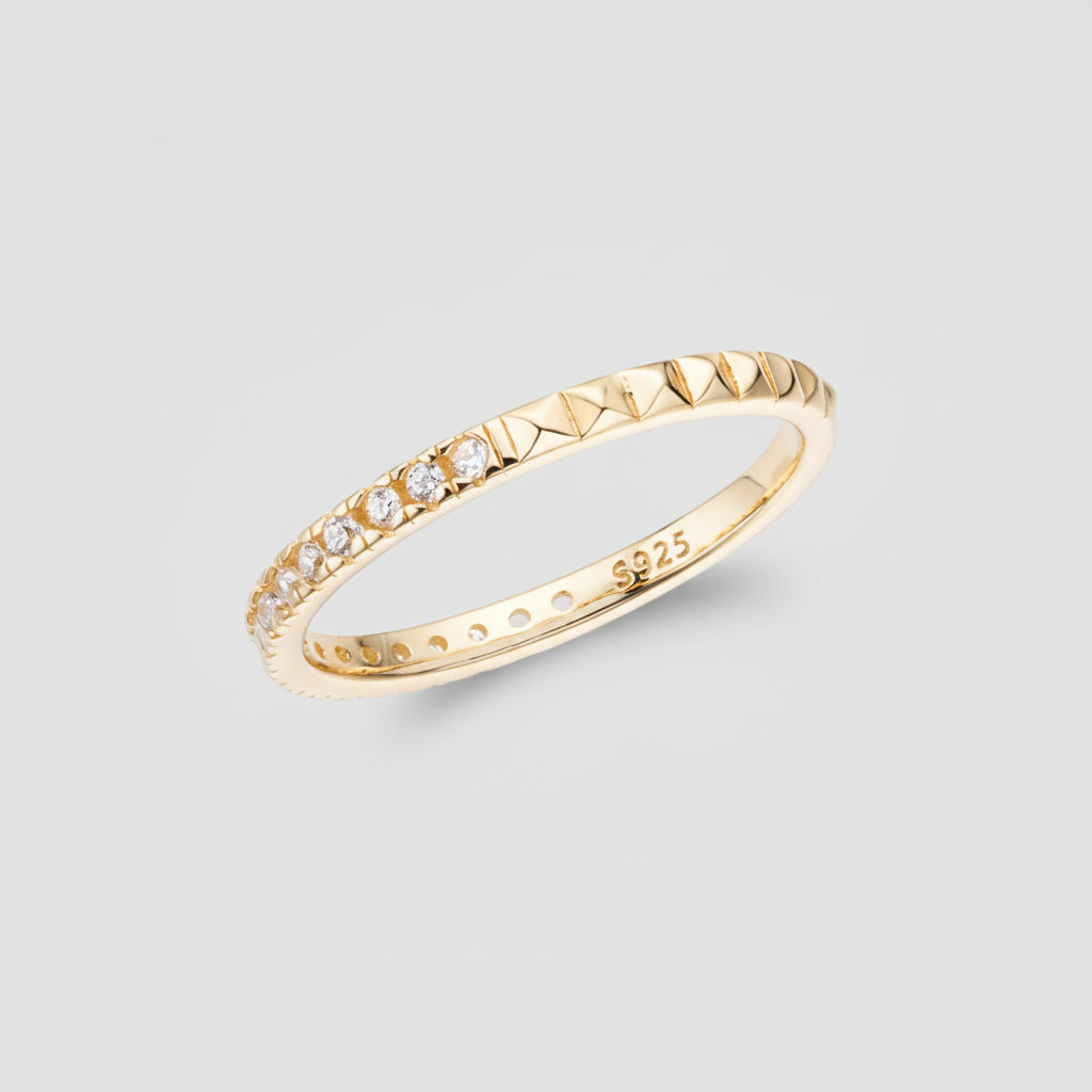 Stacking Ring Geometric Silver Band Cubic