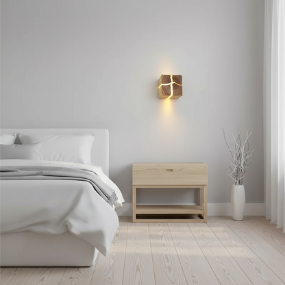 Woodaura Wall Light Hand Carved Solid Wood
