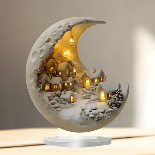 Home Decor Moon Light Acrylic Village Scene