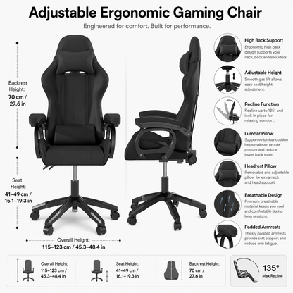 Adjustable Ergonomic Gaming Chair High Back