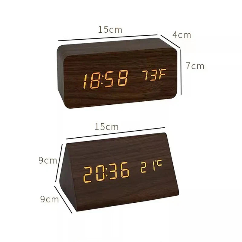 LED Smart Alarm Clock Modern Voice