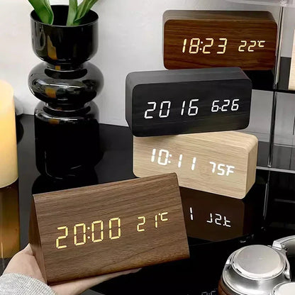 LED Smart Alarm Clock Modern Voice