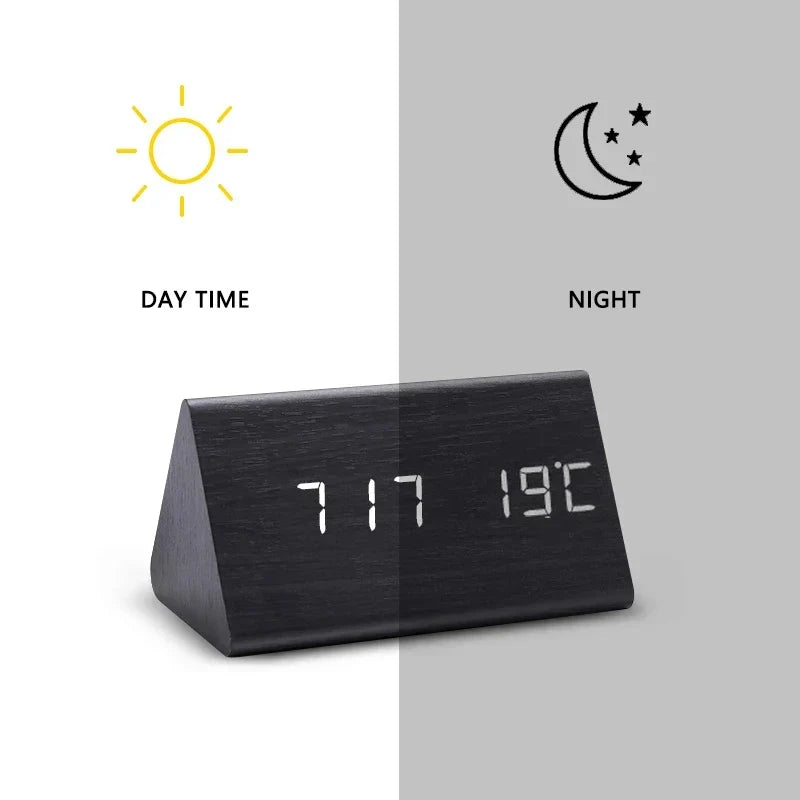 LED Smart Alarm Clock Modern Voice