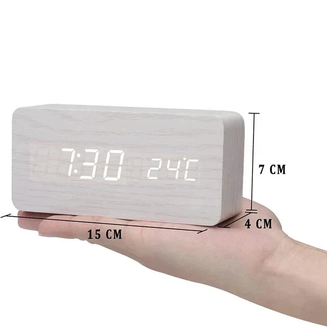 LED Smart Alarm Clock Modern Voice