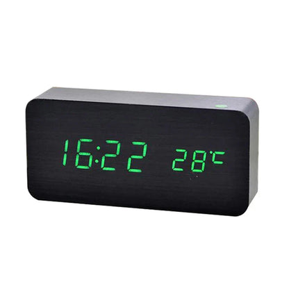 Alarm Clock Digital LED Wood Desk Clock