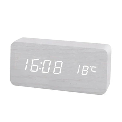 Alarm Clock Digital LED Wood Desk Clock