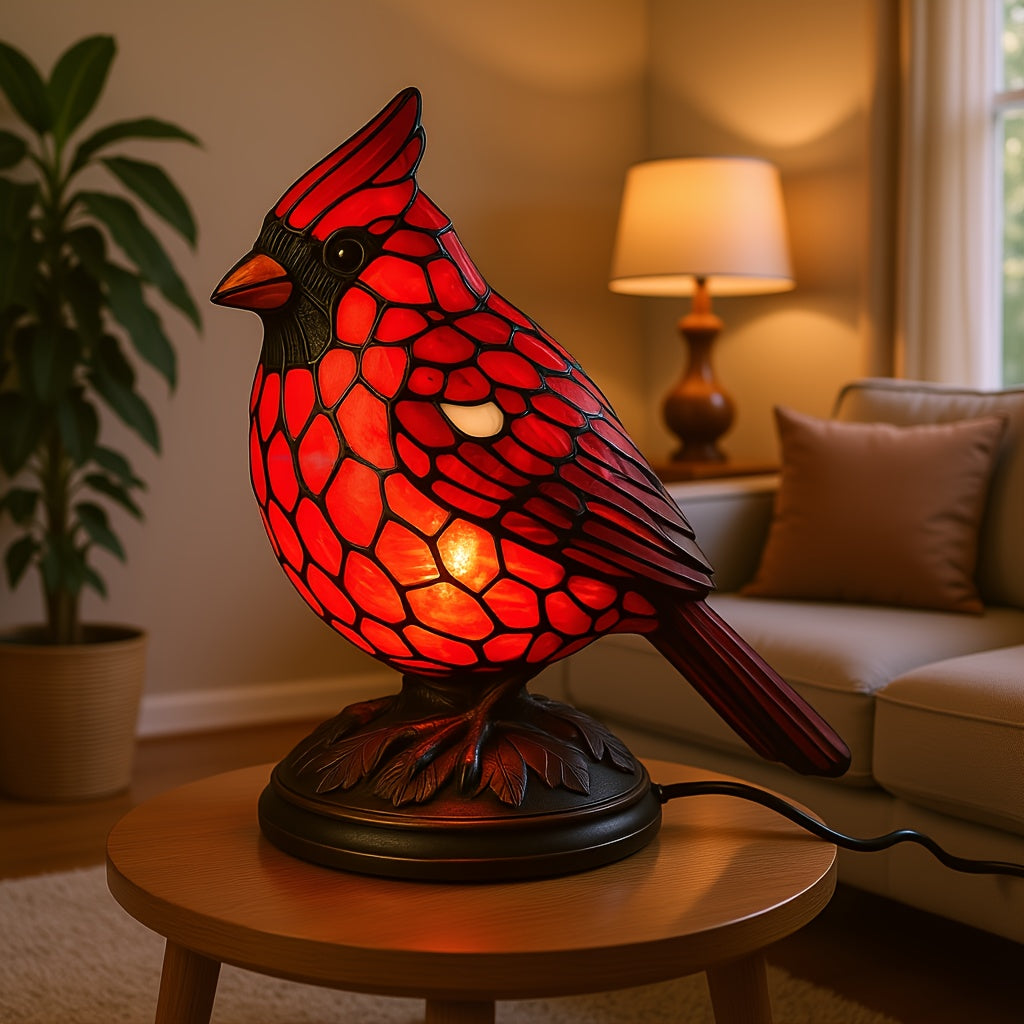 Table Lamp Red Cardinal Bird USB Powered