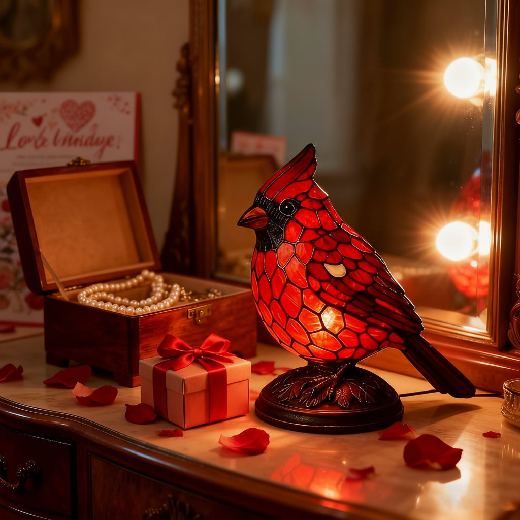 Table Lamp Red Cardinal Bird USB Powered