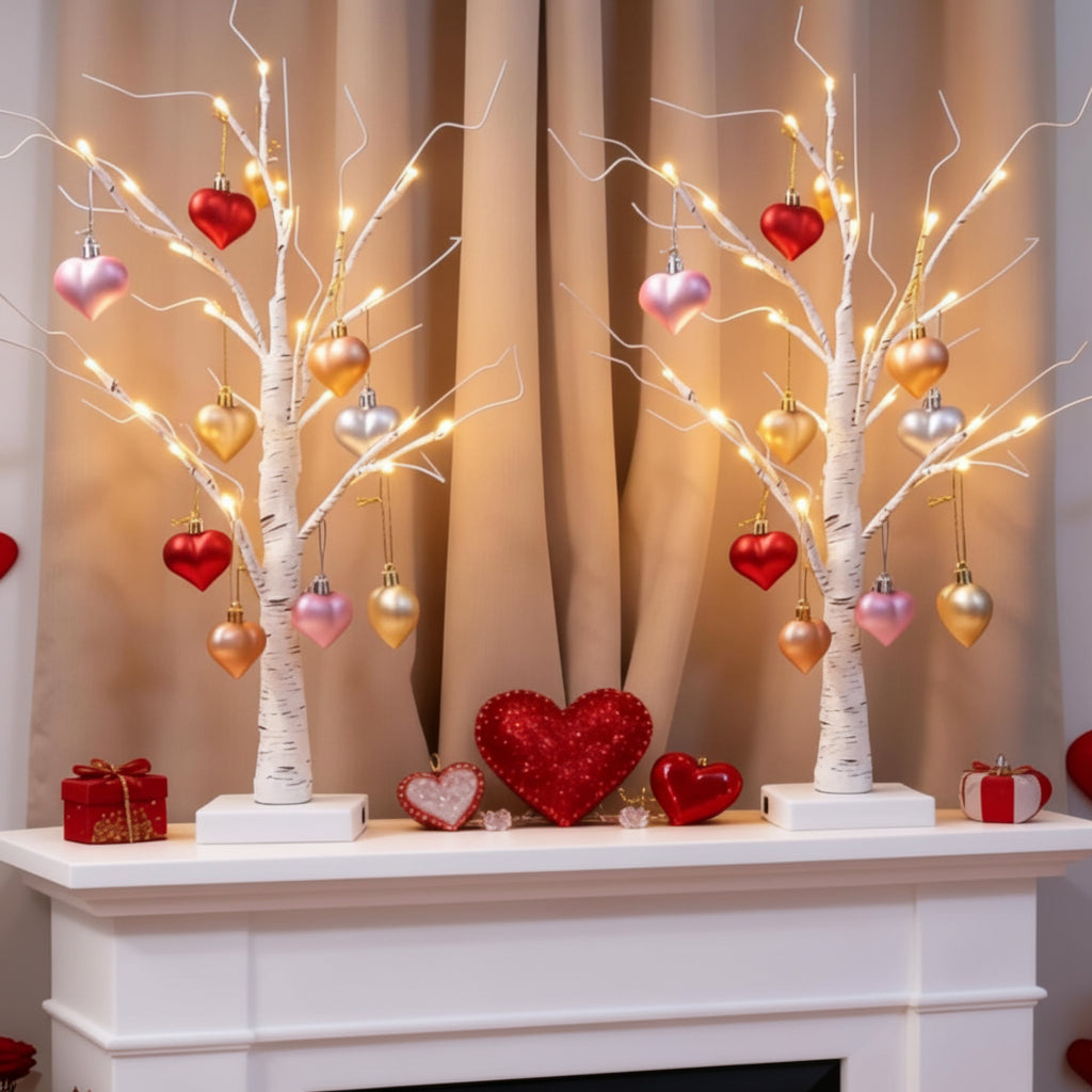 Table Lamp LED Birch Tree Heart Light