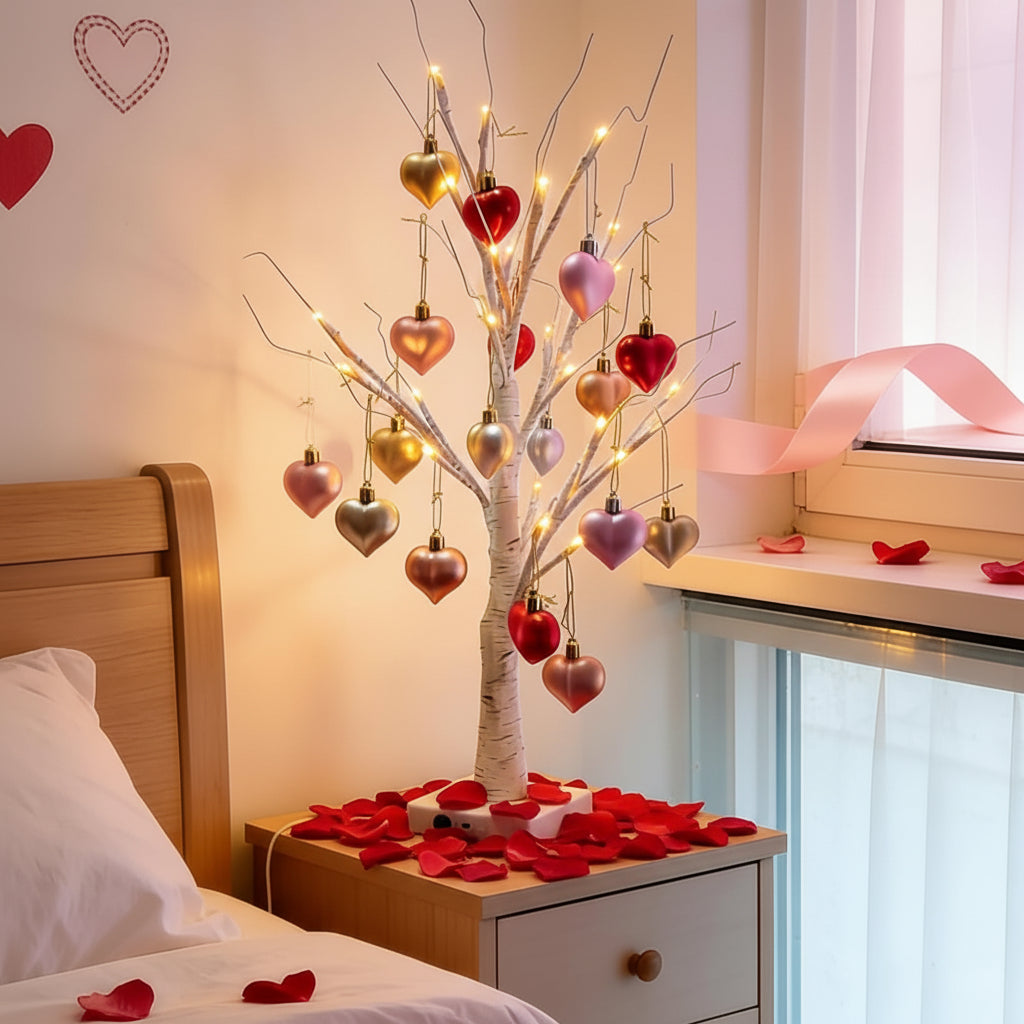 Table Lamp LED Birch Tree Heart Light