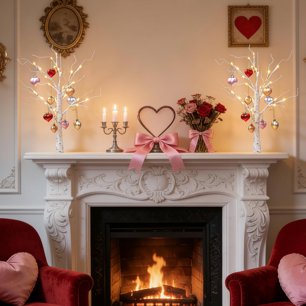 Table Lamp LED Birch Tree Heart Light