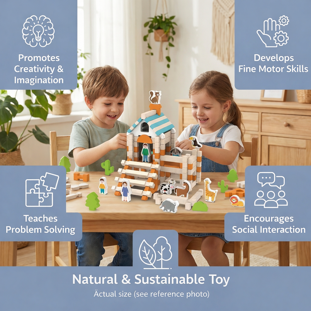 Kids Toys Montessori Wooden Building Blocks