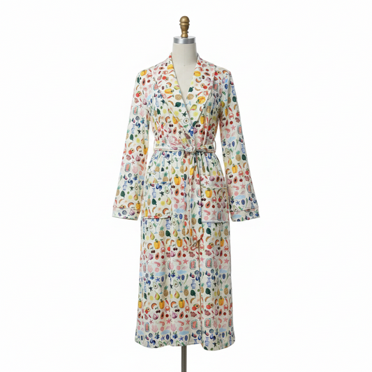 Bathrobe Floral Print Flannel Shawl Collar