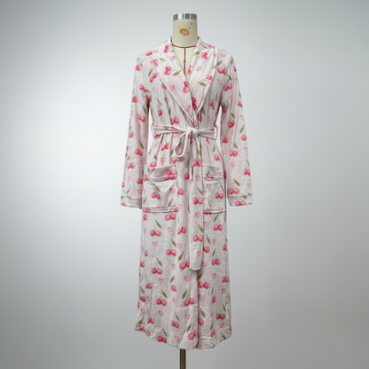 Bathrobe Floral Print Flannel Shawl Collar