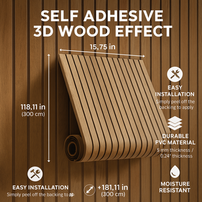 Wall Panels 3D Wood Effect Self Adhesive