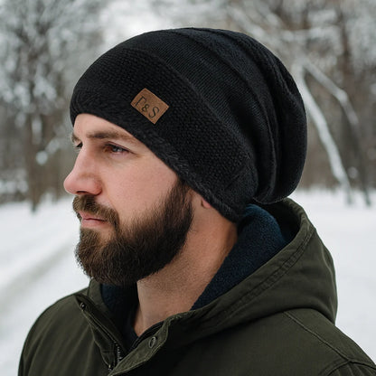 Beanie Winter Hat Knit Acrylic Lined Slouch