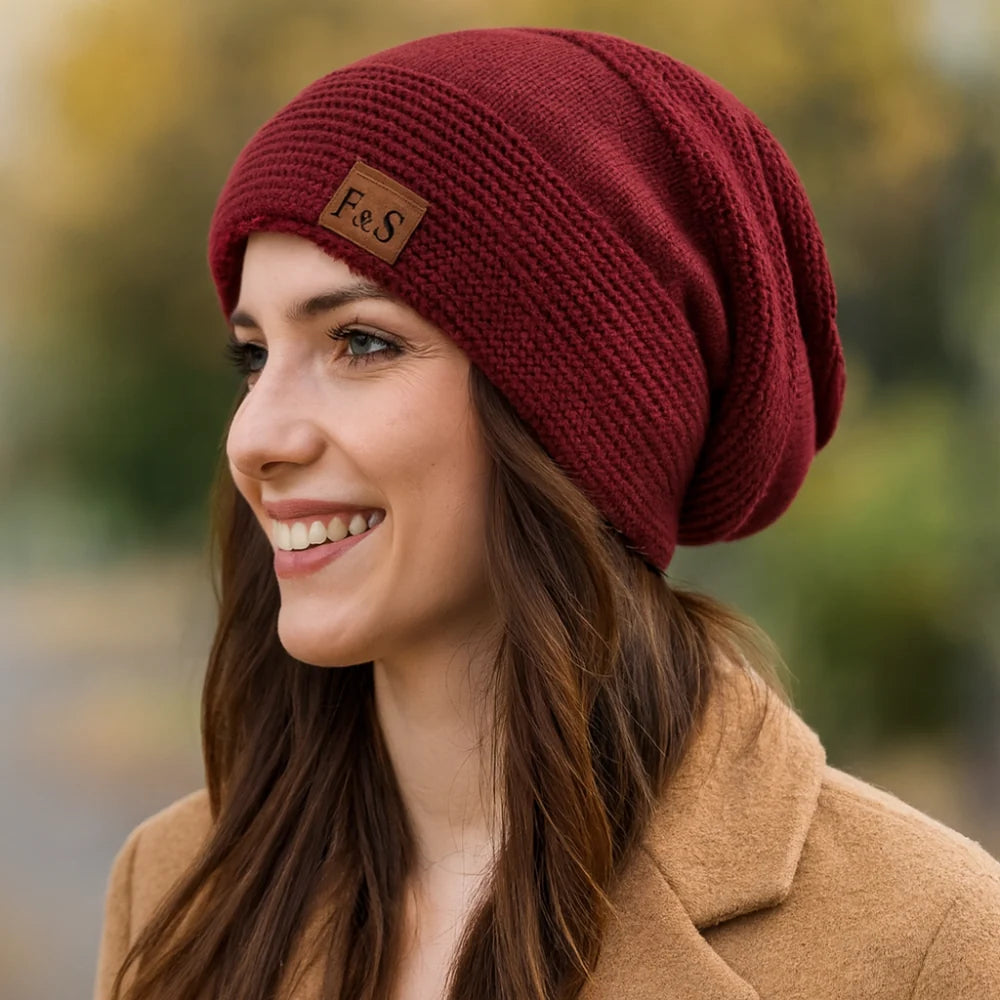 Beanie Winter Hat Knit Acrylic Lined Slouch