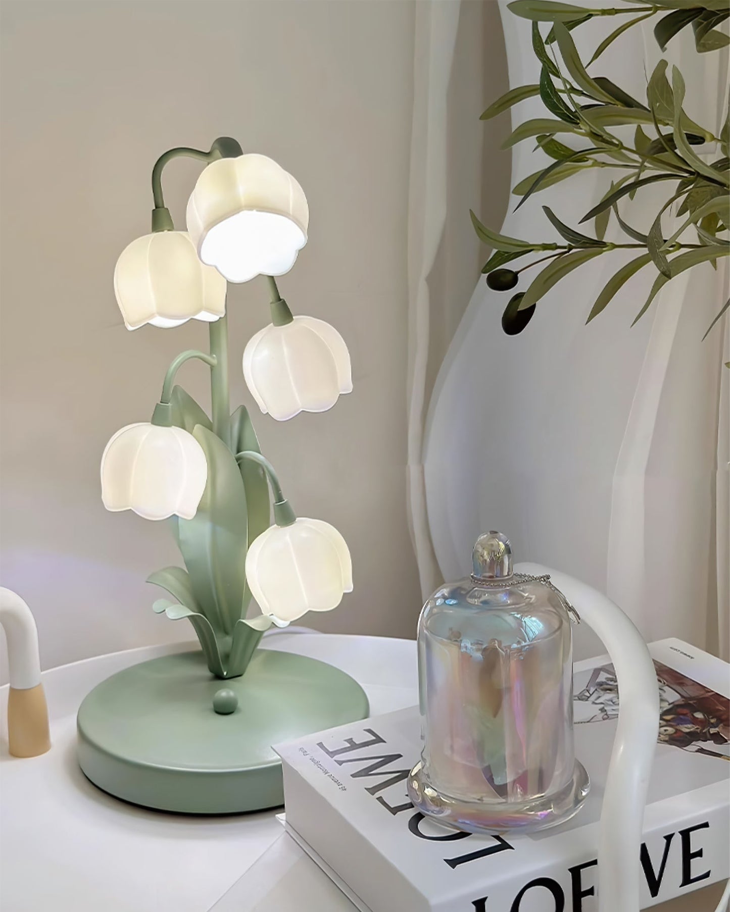 Bell Orchid Table Lamp Elegant Floral Indoor