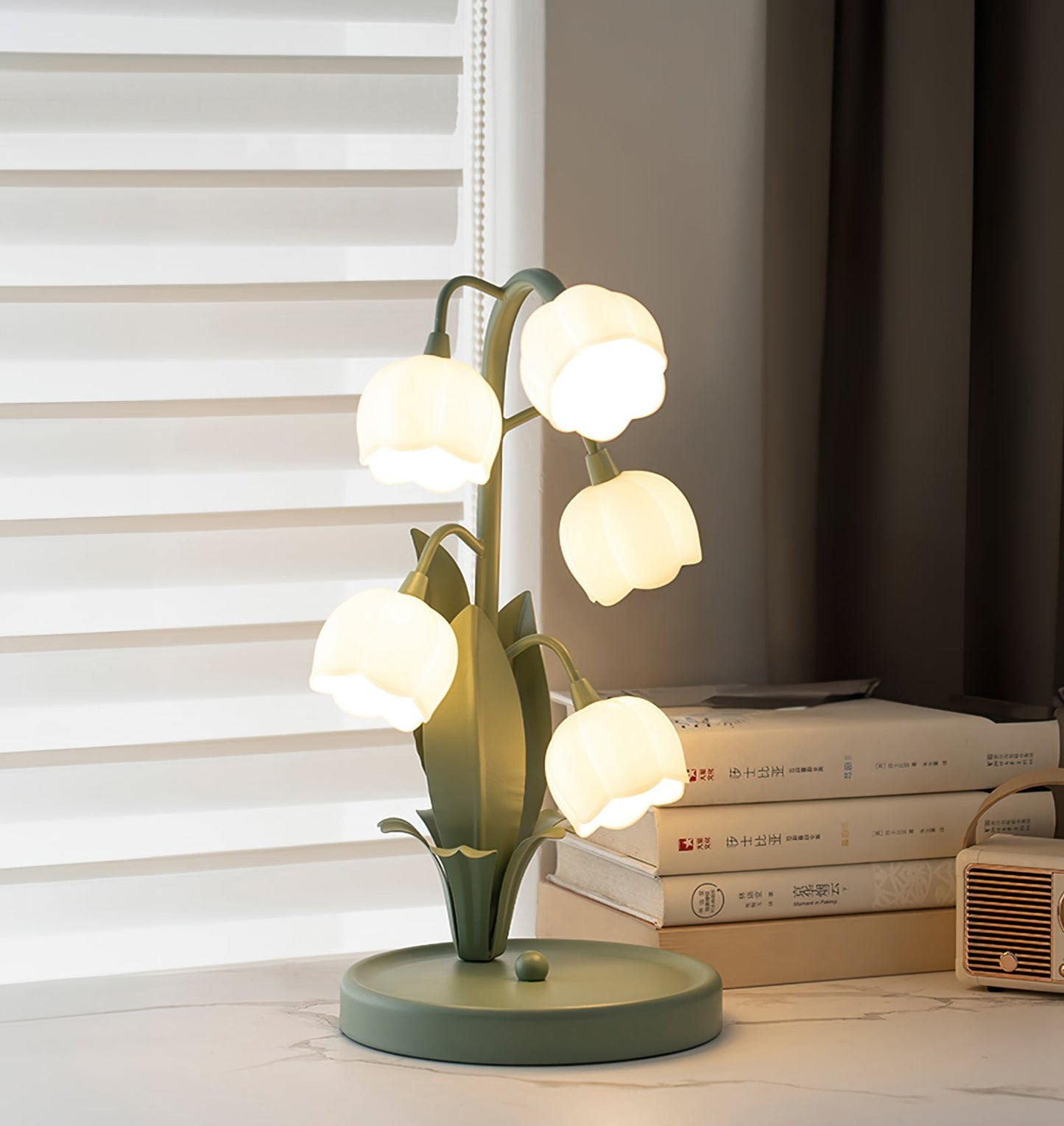 Bell Orchid Table Lamp Elegant Floral Indoor