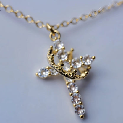 Necklace Cross Pendant Crown Mothers Day
