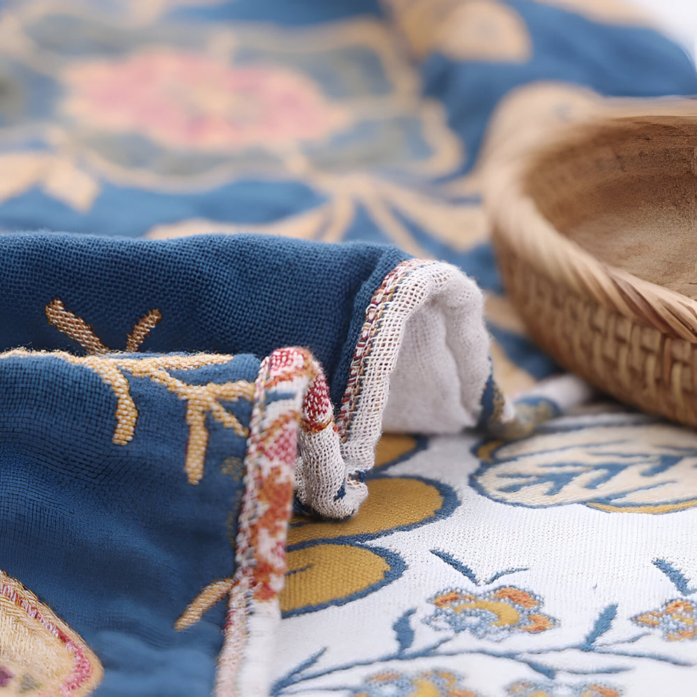 Blanket Throw Floral Reversible Tassel