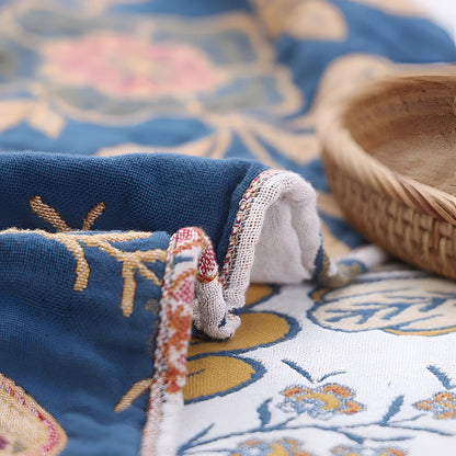 Blanket Throw Floral Reversible Tassel