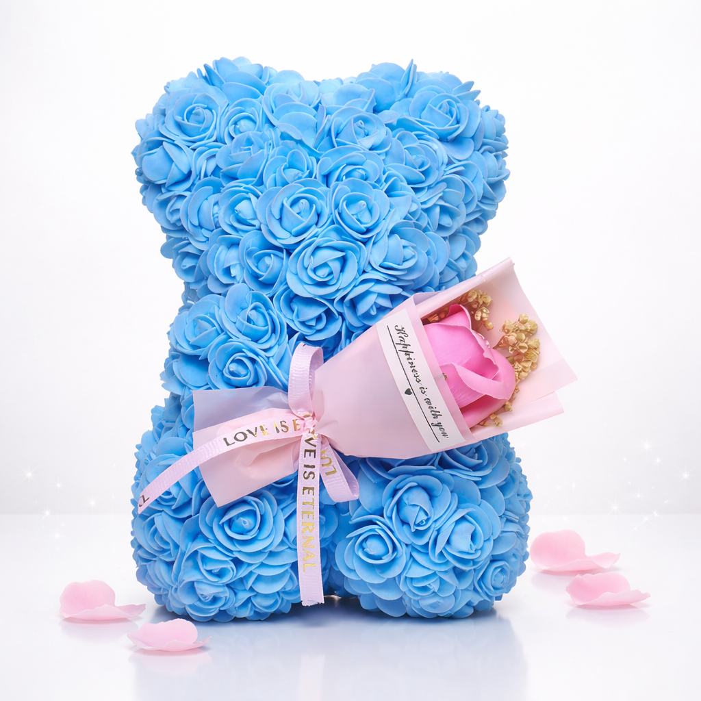 Table Decor Rose Bear Artificial Flower Gift