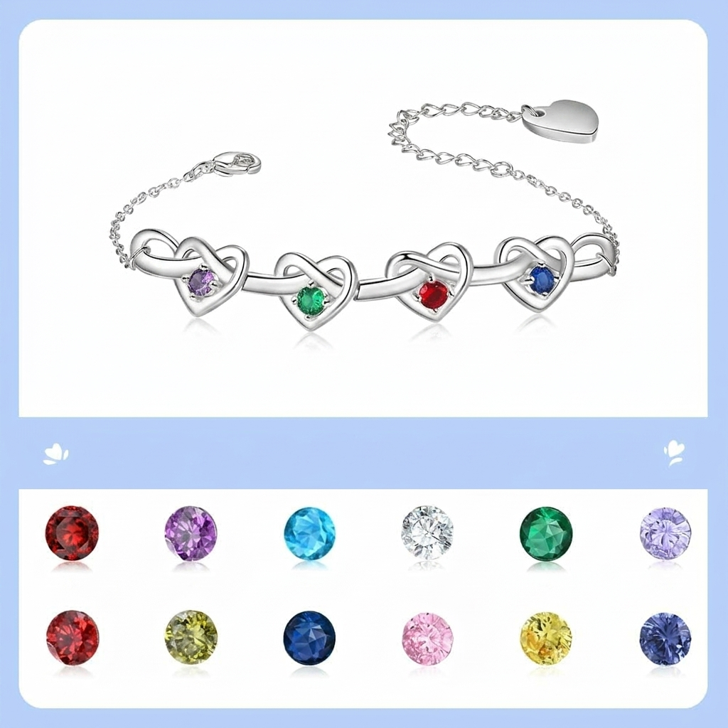 Bracelet Mothers Day Birthstone Heart