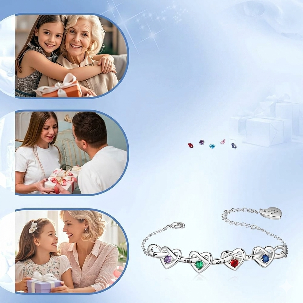 Bracelet Mothers Day Birthstone Heart