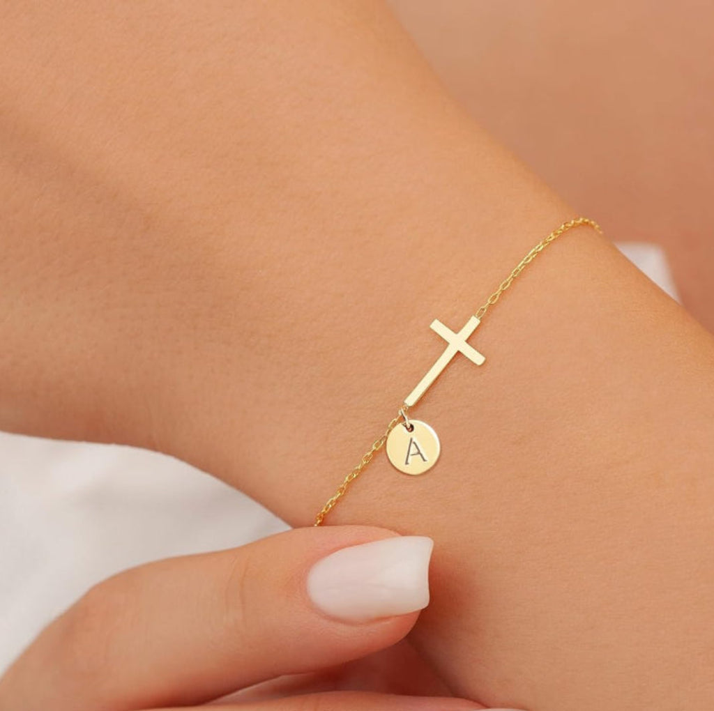 Bracelet Mothers Day Cross Initial