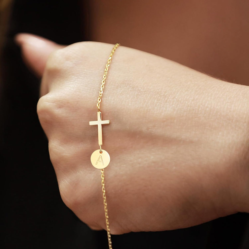 Bracelet Mothers Day Cross Initial