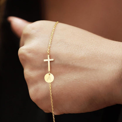 Bracelet Mothers Day Cross Initial