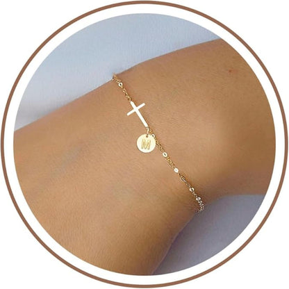 Bracelet Mothers Day Cross Initial