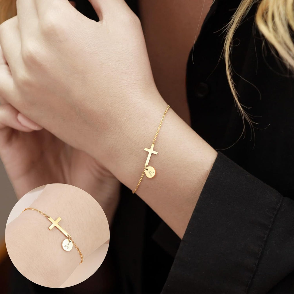 Bracelet Mothers Day Cross Initial