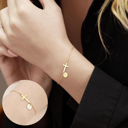 Bracelet Mothers Day Cross Initial