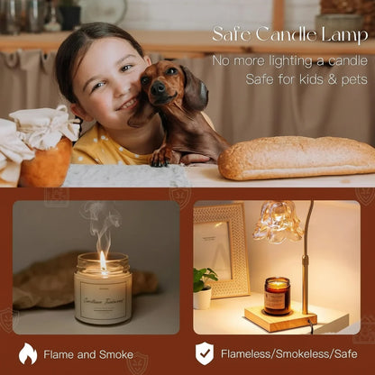 Candle Warmer Lamp Flower Glass Gold