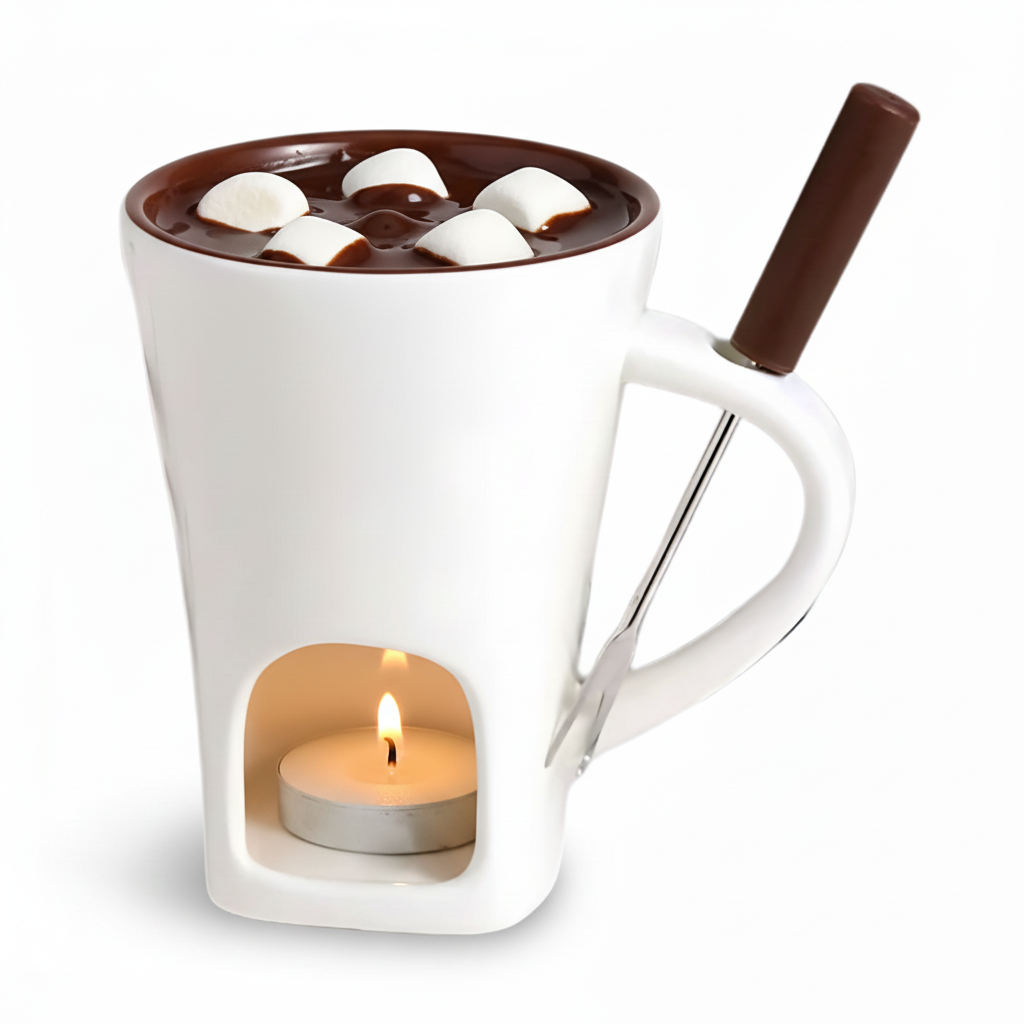 Fondue Set Ceramic Candle Heated Chocolate