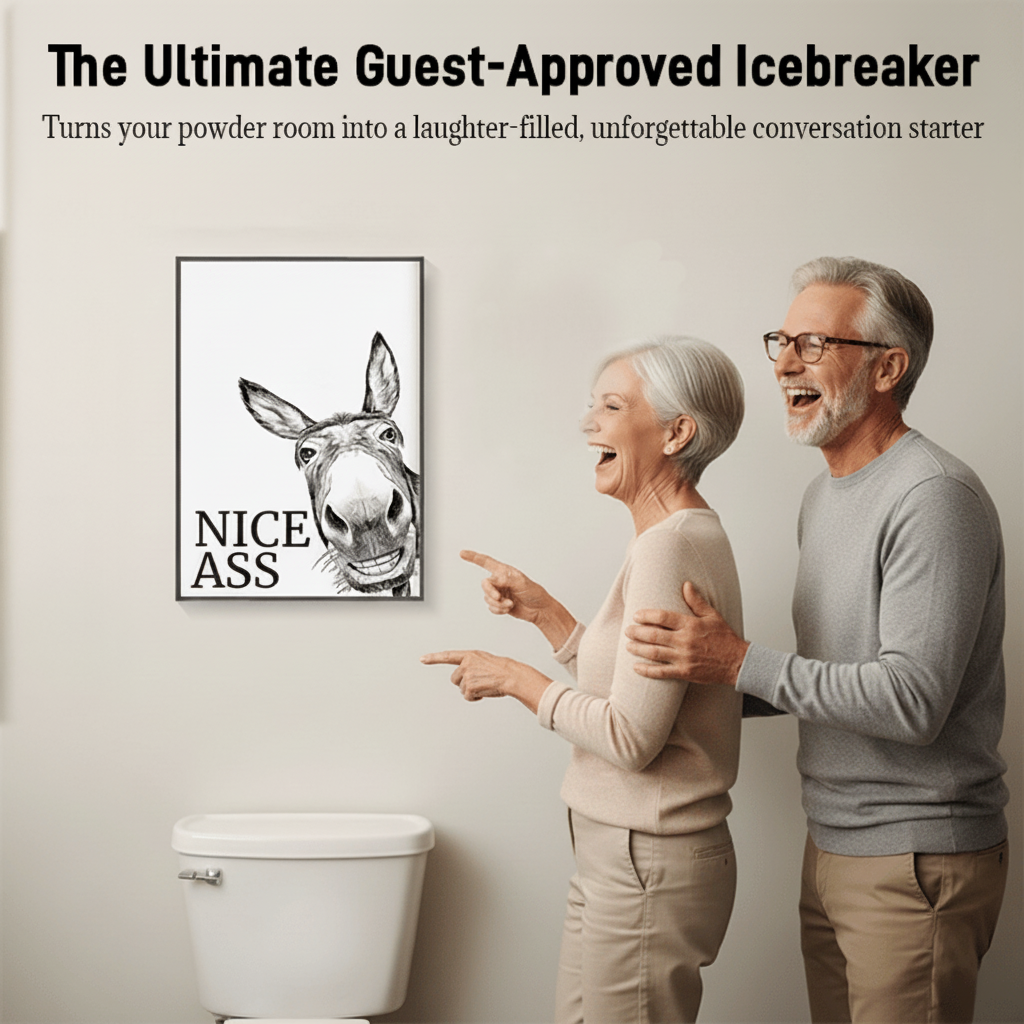 Wall Art Funny Bathroom Canvas Rustic