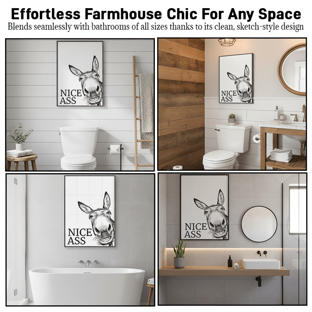 Wall Art Funny Bathroom Canvas Rustic