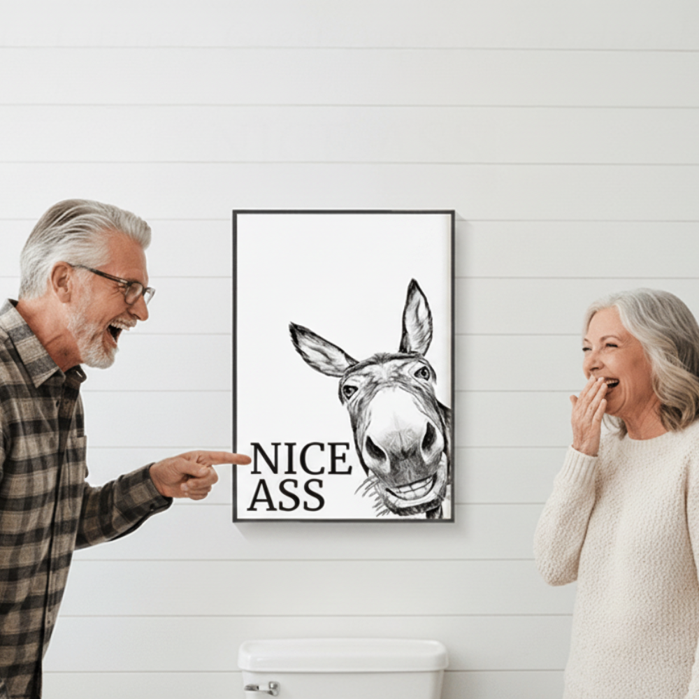 Wall Art Funny Bathroom Canvas Rustic