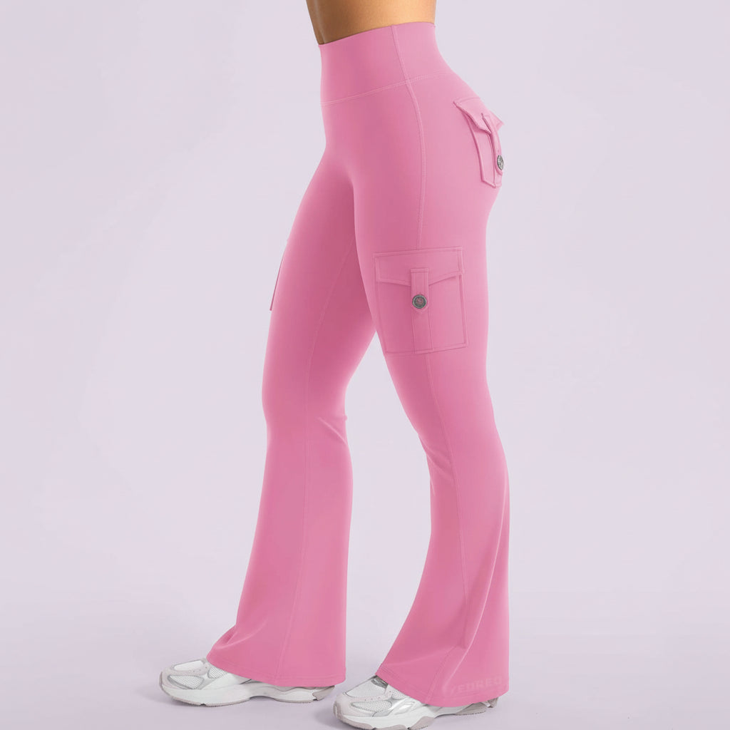 Cargo Pants High Waist Flare Pocket Wide