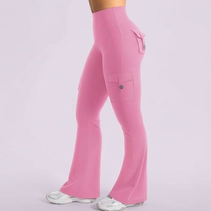 Cargo Pants High Waist Flare Pocket Wide