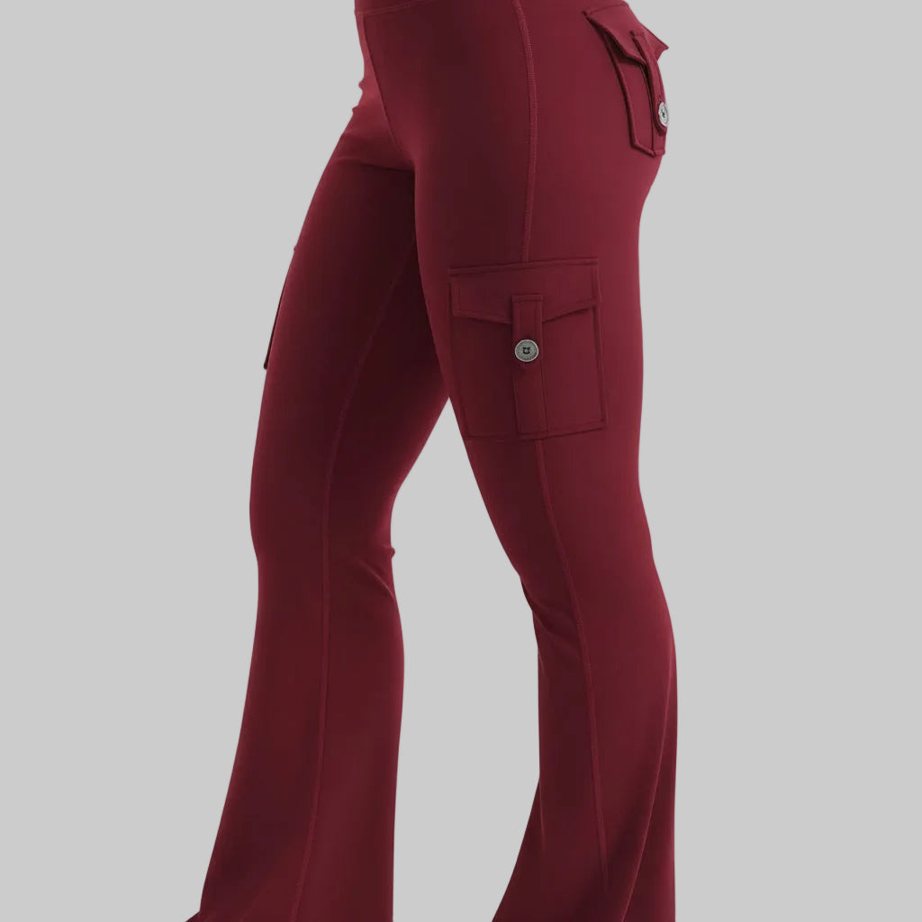 Cargo Pants High Waist Flare Pocket Wide