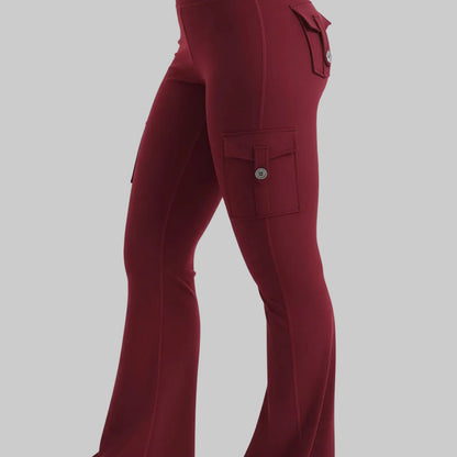 Cargo Pants High Waist Flare Pocket Wide