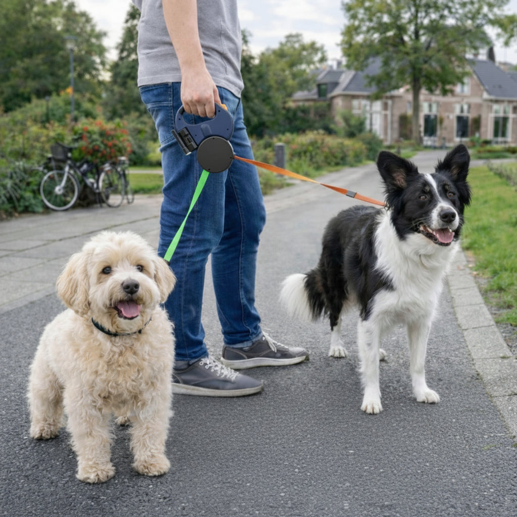 Dog Leash Dual Retractable Tangle Free