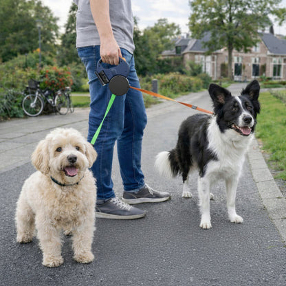 Dog Leash Dual Retractable Tangle Free